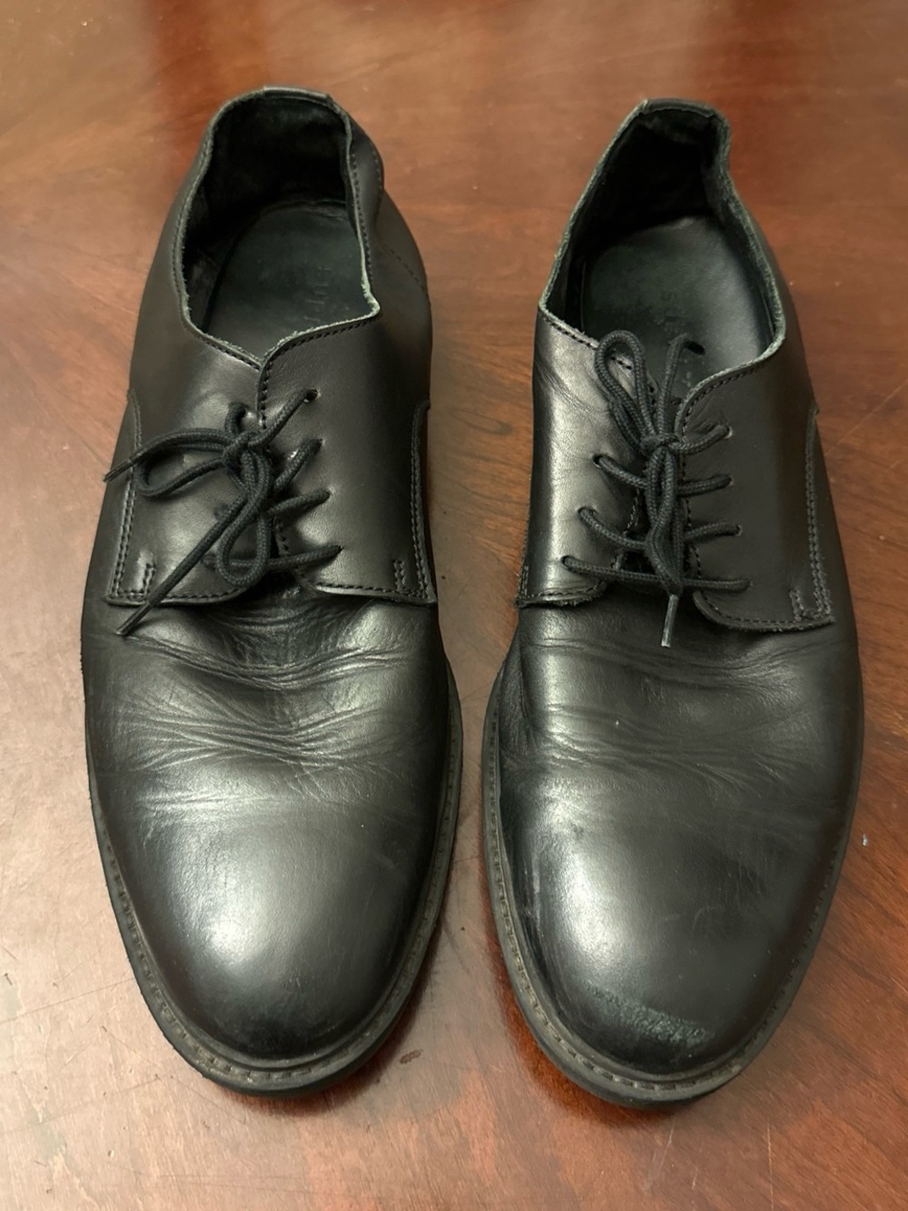 Men's Black Leather Derby Shoes - Classic Lace-Up Dress Oxfords